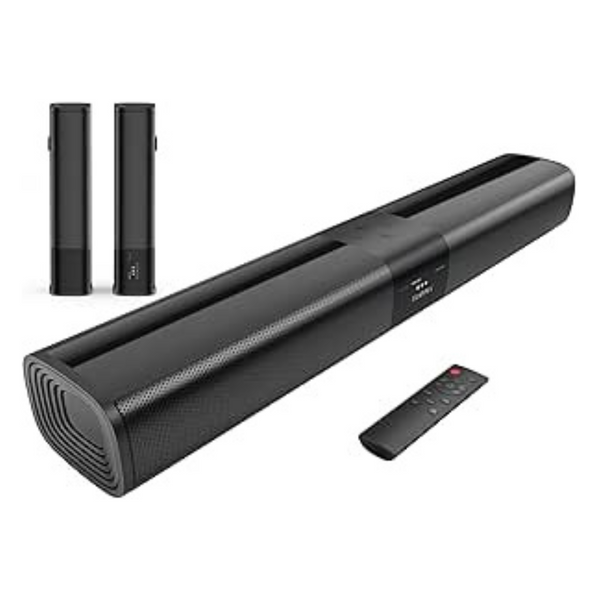Sound Bar for Smart TV, 2 in 1 Detachable Home Audio Soundbar Speaker,20” Sound Bar for TV with Optical/AUX/HDMI-ARC/Bluetooth Connection for PC/Gaming/Projectors, Wall Mountable