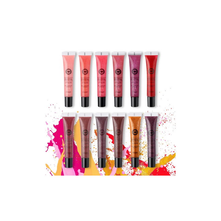 12 Colors Glossy Lip Glaze Crystal Shimmer Lip Gloss, Gifts for Her, Long Lasting Moisturizing Lip Gloss, Liquid Lipstick Glitter Lip Tints Kit - OneBag