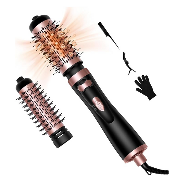 OKWRAP Rotating Hair Dryer Brush, 3-in-1 Hair Dryer Brush, 360° Rotating Hot Air Brush, Hot Air Brush Set with 2 Brushes,Rotating Hair Styler Ionic Blow Volumizer, for Dry Hair,Curl Hair