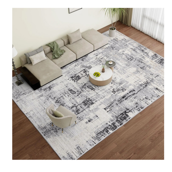 Vamcheer Machine Washable Rugs for Living Room - Modern Soft Faux Short Pile Area Rugs for Bedroom Dining Room Abstract Carpet for Office Kitchen Non Slip Non Shedding, 120x170CM, Grey