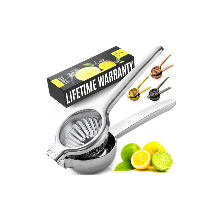 Stainless Steel Lemon Squeezer with Premium Quality, Heavy Duty Solid Metal Squeezer Bowl, Large Manual Citrus Press Juicer and Lime Squeezer - OneBag