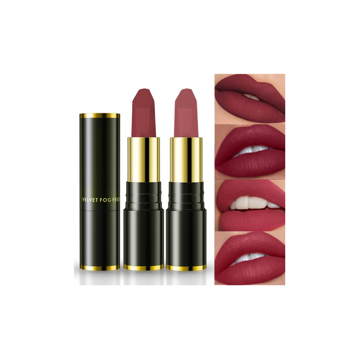 Incisite 2 Pcs Retro Red & Rouge Matte Lipstick,Velvet Matte Lip Sticks,Red Velvet Lipstick,Smudge Proof Long Lasting Lipstick,Waterproof Non-Stick Cup Lip Stain for Women Girls - OneBag