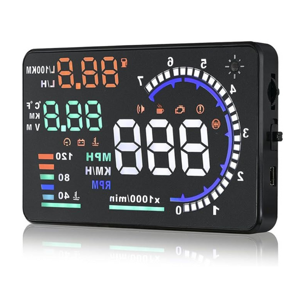 Arestech 5.5 inches A8 OBD2 Windshield HUD Head Up Display with Display RPM MPH Speeding Warning Fuel Consumption Temperature
