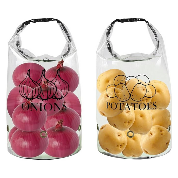 Gzsekken Potato Storage,Plastic Vegetable Storage Bag Buckle Design, 35x45cm Potato Bag Onion Storage with Aerating Holes,Vegetable Storage Container,Suitable for Kitchen Pantry Organization