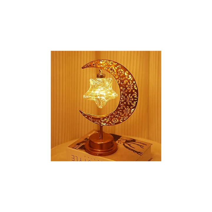 KEAGAN Moon Lamp, LED Moon Lamp, Retro Metal Bedside Lamps, Wireless Table Lamp, Battery Operated Decorations Light - OneBag