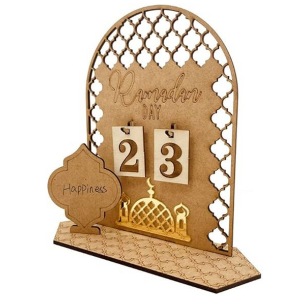 YEJAHY Ramadan Advent Calendar Wooden Countdown Days 31 Days Home Decorations, DIY Eid Decorations for Ramadan Parties, Ramadan Gifts for Kids, Craft Decorations (Palace Style)