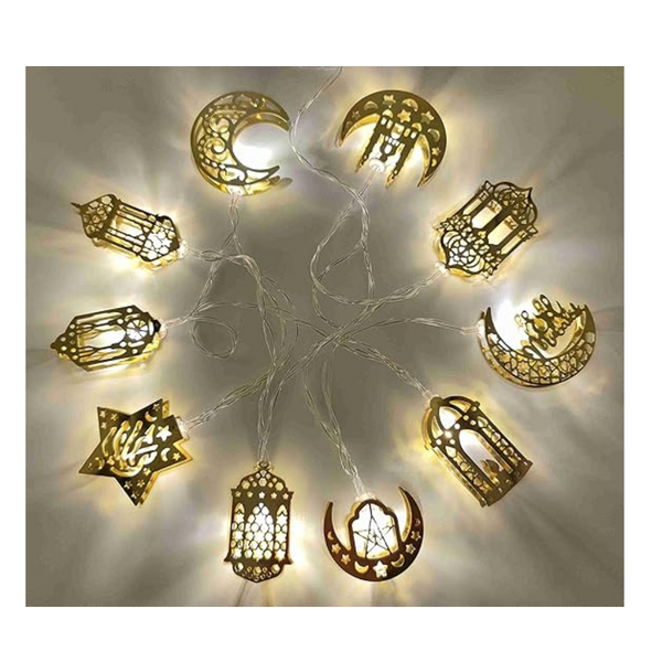 Ramadan Eid String Light, Star Fairy String Lights for Eid Festival Christmas Bedroom Garden Decorations (Not Include Battery)