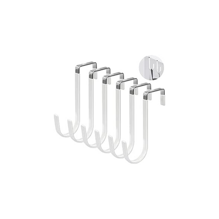 Unaone 6 Pcs Over Door Hook, Stainless Steel Over The Door Hooks, Single Over Door Hook for Hanging Coats, Towel, Bag, Over Cabinet Hook - OneBag