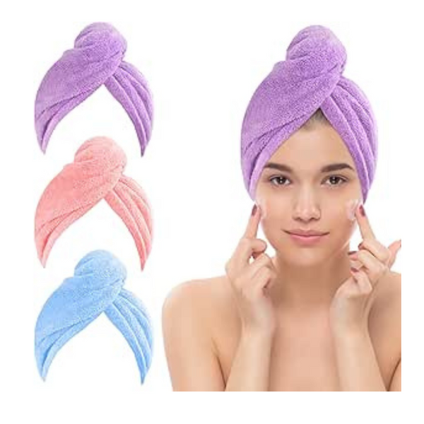Double Colour Microfiber Hair Towel Wrap Super Absorbent Bath Loop Fasten Salon Twist Turban Dry Hair Caps with Button