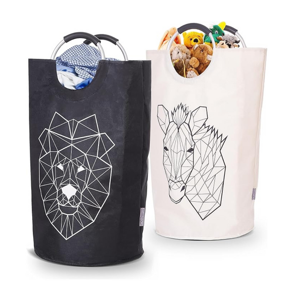 2 Pcs Premium Foldable Laundry Basket 82L Large Collapsible Laundry Bin Bag Double Layer Fabric Reinforced Base Laundry Hamper Waterproof Dirty Clothes Basket (Grey 2 Set)
