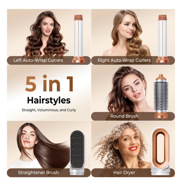 Magic Styler 5 in 1 Hair Styler, 1000W Air Styler, Detachable Hair Styler Tools for Drying Curling Straightening, Magic Hair Styler Hot Air Styler for All Hair Type/Length