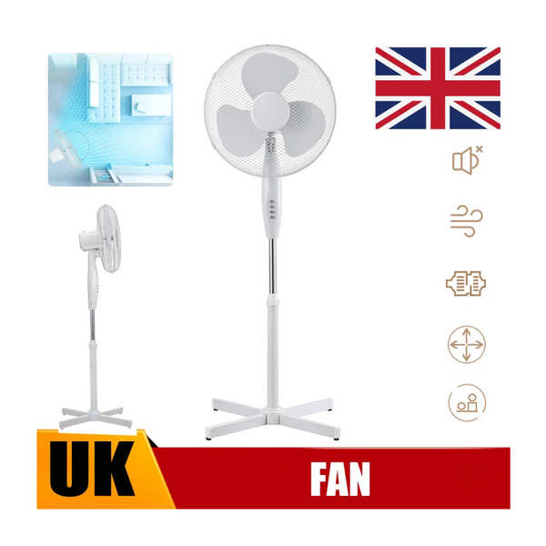 2 Pcs White-Grey Oscillating Pedestal Fan, 16" Portable 3 Speed Cooling Silent Fan, Floor Standing Fan, 16" Inch Pedestal Fan