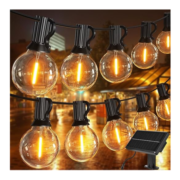 Solar Garden Lights, 24M/80FT Festoon Lights Outdoor with 3 Modes, Waterproof LED Solar Lights Outdoor Garden, 40+2 G40 Outdoor Bulb Lights for Patio, Yard, Backyard, Party