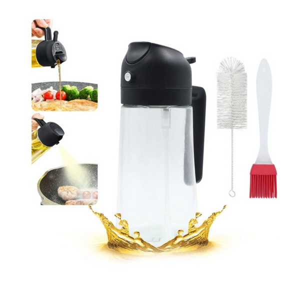 SHUNCHG 2Pcs 470ml White & Green Oil Dispenser for Kitchen, 2 in 1 oil Spray Bottle and Olive Oil Dispenser, Oil Sprayer for Cooking Air Fryer