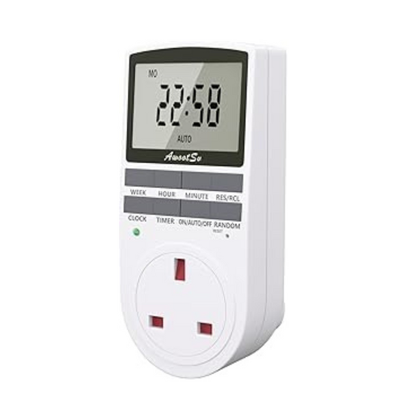 Awootsv Digital Timer Plug Socket with LCD Display 24 Hours/Weekly Indoor Automatic Timer Switch for Lights Plug Socket in Electrical for Home Appliances Timers Socket for Home Security