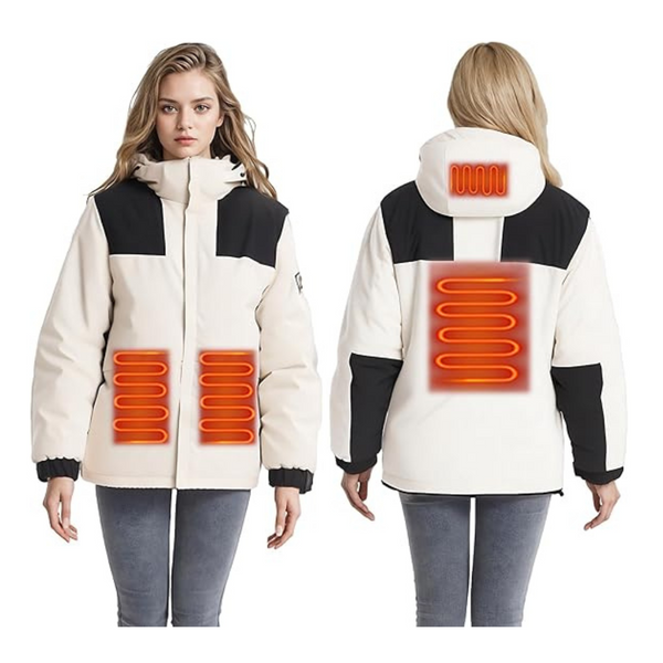 Large Monave Heated Jacket Women Heated Coat Heated Body Warmer 4 Large Area Graphene Heating Pad for Motorcycle Fishing Walking and Outdoor Work for Christmas Package Don’t Include Power Bank