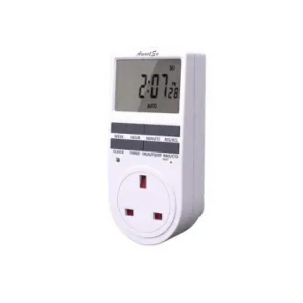 Awootsv Digital Timer Socket with Countdown Function LCD 18 programs, Display 24 Hours/Weekly Indoor Plug Timer Plug Socket UK for Plugs UK Electric Timers for Lights and Home Appliances (1 Pack)…