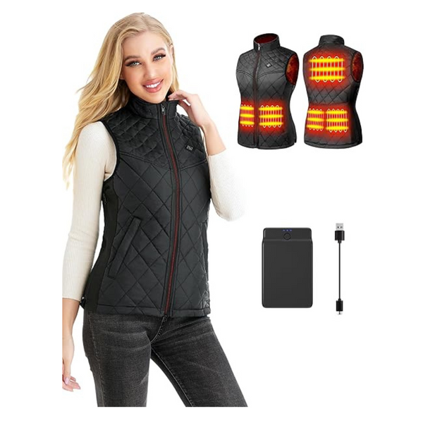 Medium Kintiwe Heated Vest for Women,Heated Gilet with 12000mAh Battery Pack,Lightweight Thermal Body Warmer, Slim Fit Electric Rechargeable Heated Jacket