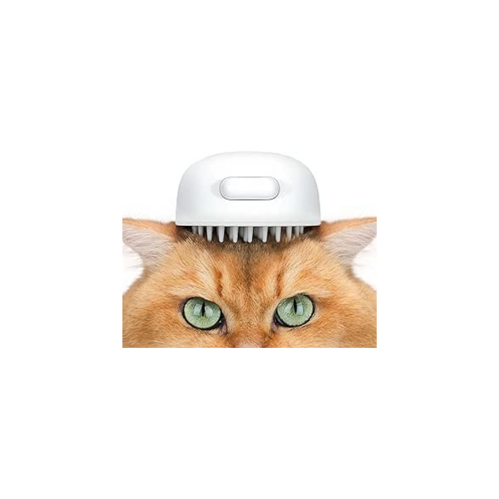 White aumuca Cat Massage Brush with Release Button, Silicone Cat Hair Brush for Short Haired Cats, Jellyfish Cat Grooming Brush for Shedding Gently Removes Loose Fur - OneBag
