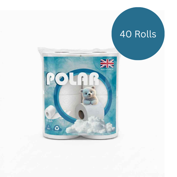 Polar 40x Toilet Rolls, Ultra Soft Eco-friendly Bath 2 PLY Tissue, Produced in the UK