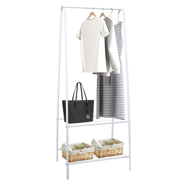 Black White HOFLERA Clothes Rail Stand Garment Coat Rack with Metal Shelf, Frame for Bedroom, Saving Space Clothes Rail,1.5m(White)