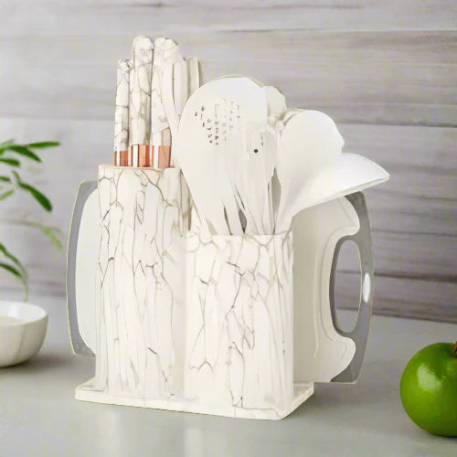 25 Pcs Silicone Non-stick Cooking Utensils Set, Spatula, Whisk, Cutting Board, Tong, Fruit Knife - OneBag