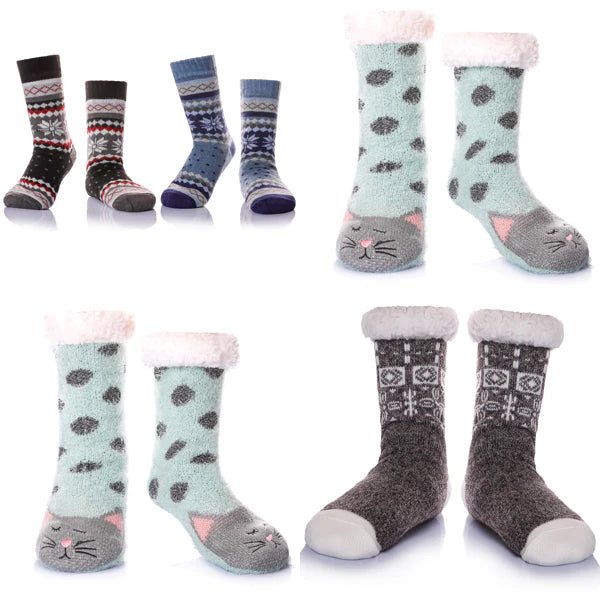 Unisex Slippers Socks, Warm Fluffy Socks with Sherpa Fleece Non Slip - OneBag