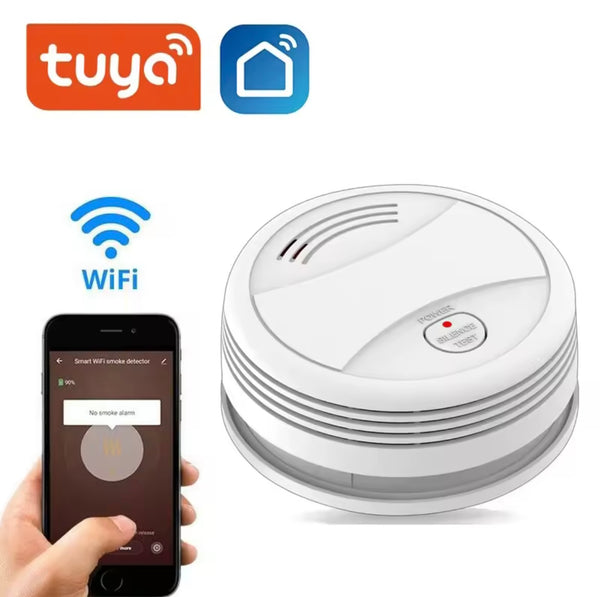 Wifi Tuya Smart Smoke Detector Sensor 80DB Alarm Fire Smoke Detector Wifi/433 Fire Protection Home Security Alarm Smart Life APP