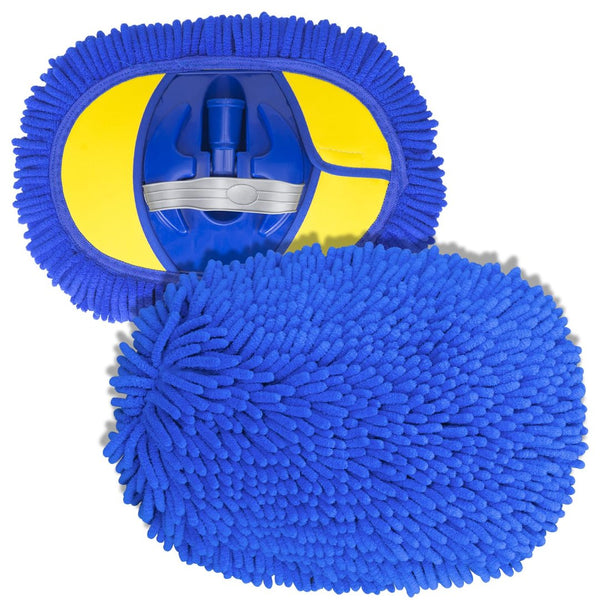 2 Pcs Blue Bemece Chenille Mop Heads for Car Wash Brush, Microfibre Mittens for Cleaning Truck Caravan Van