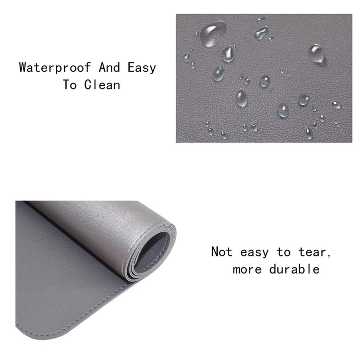 80x40 cm Grey Large PU Leather Mouse Pad, Dual-Sided Non-Slip Waterproof Desk Writing Pad - OneBag