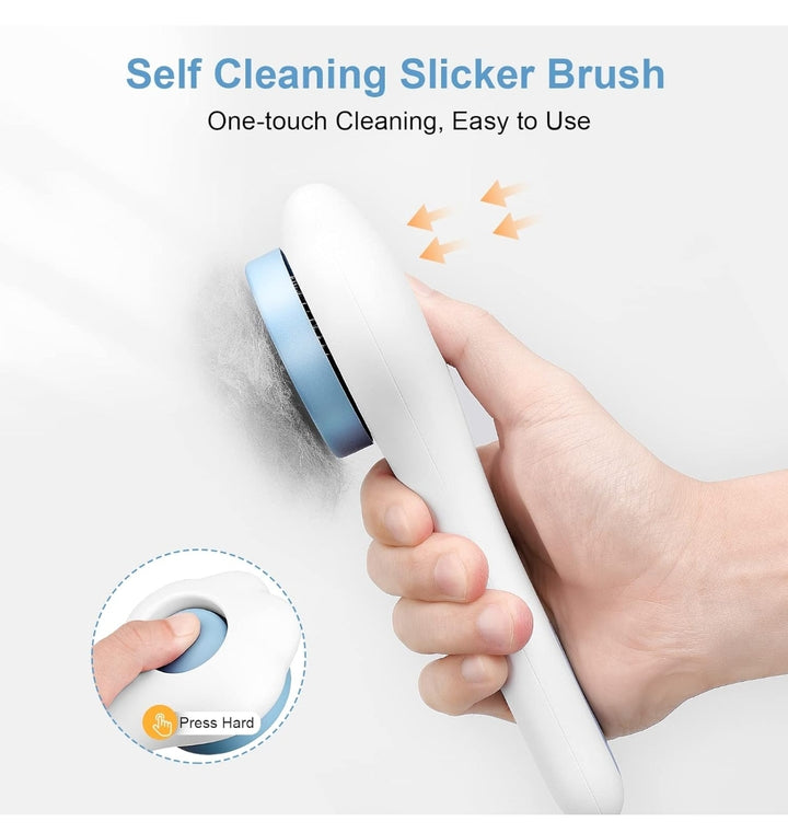 Cat Brush, Dog Grooming Brush, Pet Hair Removal Comb, Self Cleaning Slicker - OneBag
