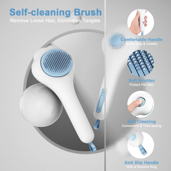 Cat Brush, Dog Grooming Brush, Pet Hair Removal Comb, Self Cleaning Slicker - OneBag