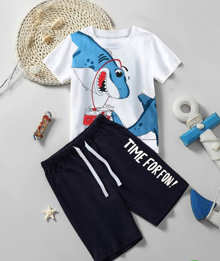 2 Pcs Cotton T-Shirt And Short Boys Kids Summer Set - OneBag