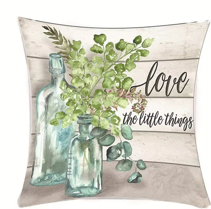 4 Pcs Cushion Covers 45x45cm Green Leaf Soft Velvet Pillow Covers - OneBag