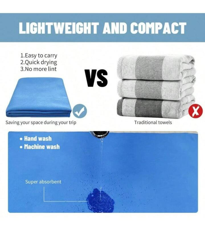 Microfiber Towel Sports Bath Gym Quick Drying Travel Swimming Camping Beach - OneBag