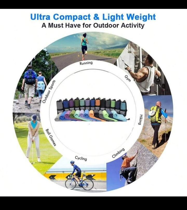 Microfiber Towel Sports Bath Gym Quick Drying Travel Swimming Camping Beach - OneBag
