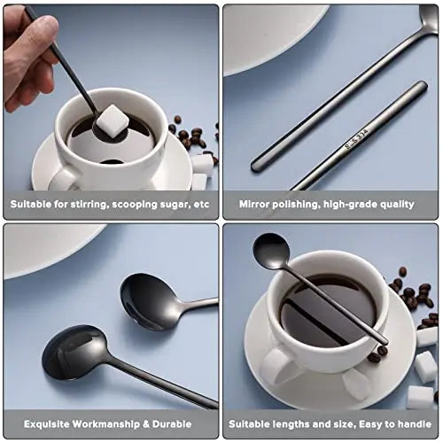 12 Pcs Stainless Steel Small Round Teaspoons, Espresso Dessert Coffee Spoon - OneBag