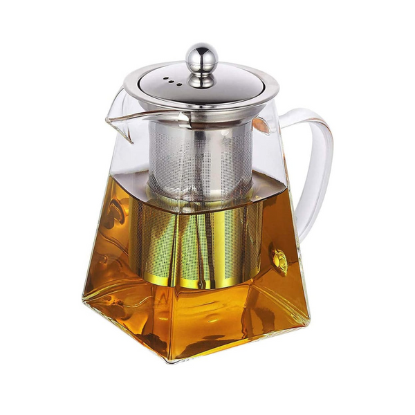950ml Heat Resistant Clear Glass Teapot Jug With Infuser Coffee Tea Leaf Herbal Pot - OneBag