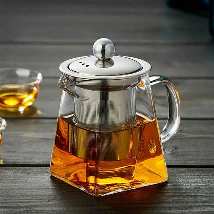 950ml Heat Resistant Clear Glass Teapot Jug With Infuser Coffee Tea Leaf Herbal Pot - OneBag