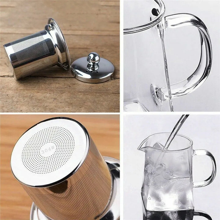 950ml Heat Resistant Clear Glass Teapot Jug With Infuser Coffee Tea Leaf Herbal Pot - OneBag