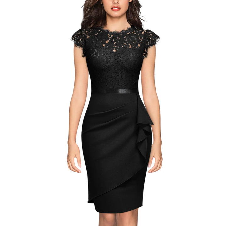 Women Black Wine Formal Party Dress for Cocktail Party, Wedding Guest, Work - OneBag