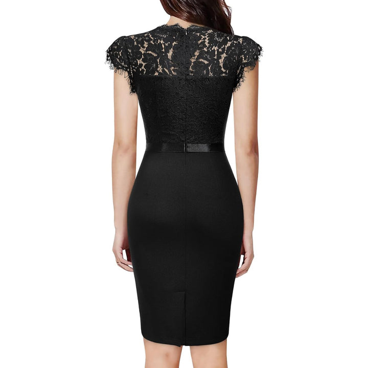 Women Black Wine Formal Party Dress for Cocktail Party, Wedding Guest, Work - OneBag