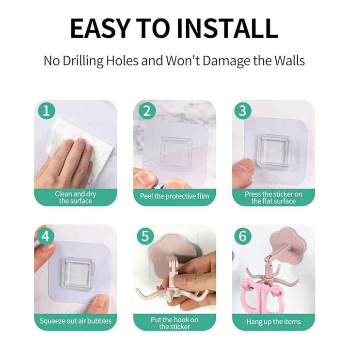 Adhesive Hooks, Removable Wall Hooks Rotating Hooks