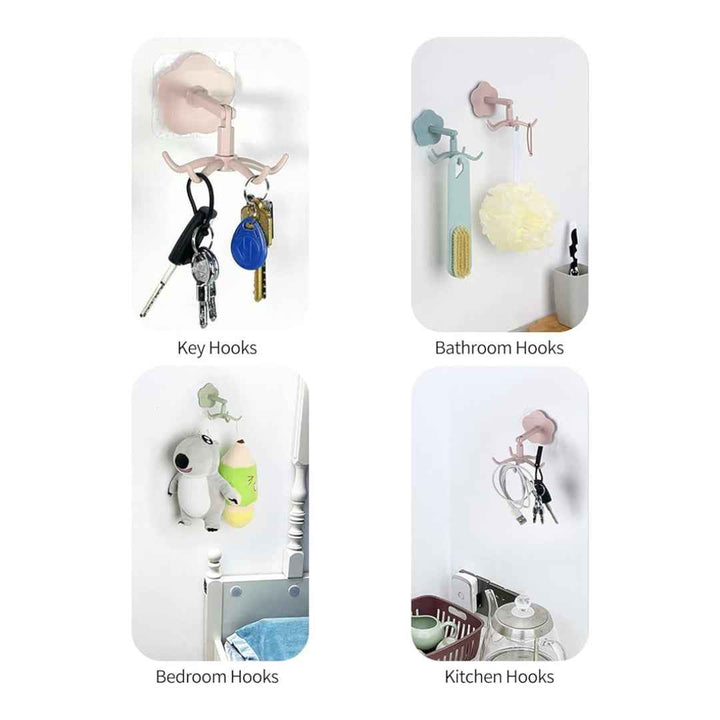 Adhesive Hooks, Removable Wall Hooks Rotating Hooks