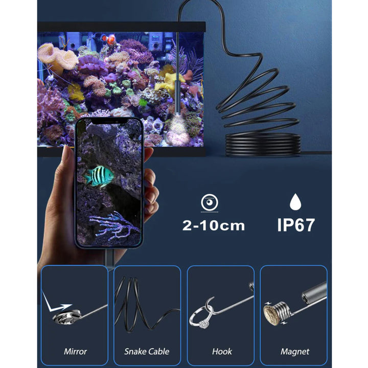 Endoscope Inspection Camera with Light Bluart, 3.0 FHD Endoscope Camera, 16.4ft Cable - OneBag