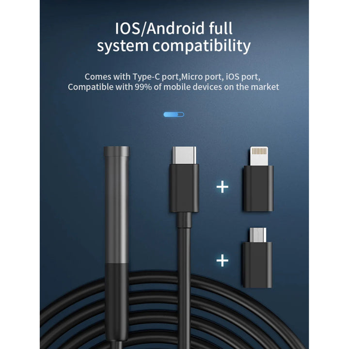 Endoscope Inspection Camera with Light Bluart, 3.0 FHD Endoscope Camera, 16.4ft Cable - OneBag