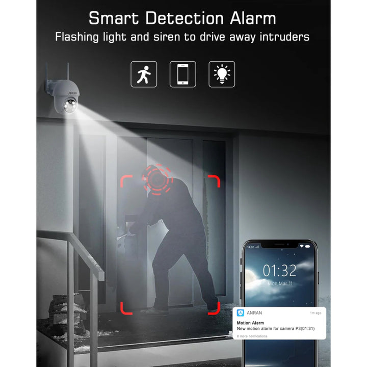 360° View Wireless Outdoor CCTV Camera With Night Vision, 2-Way Audio, Motion Detection - OneBag