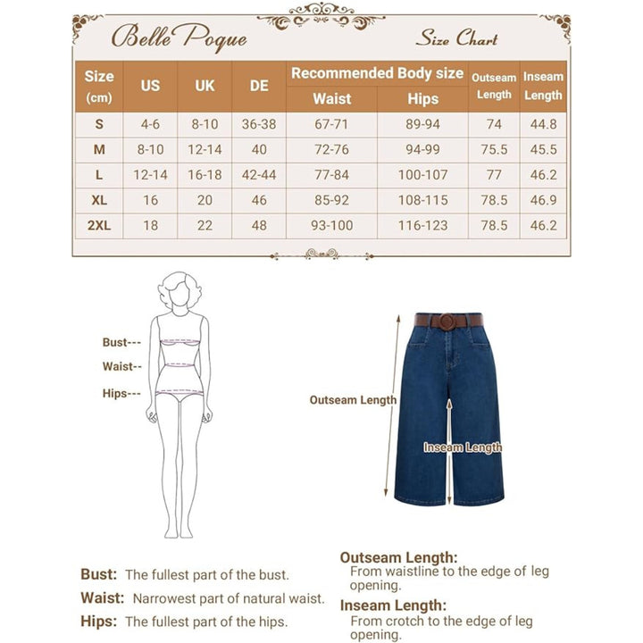 Women Casual Loose Trousers, Capri Denim Elastic Waist Jeans Pants - OneBag
