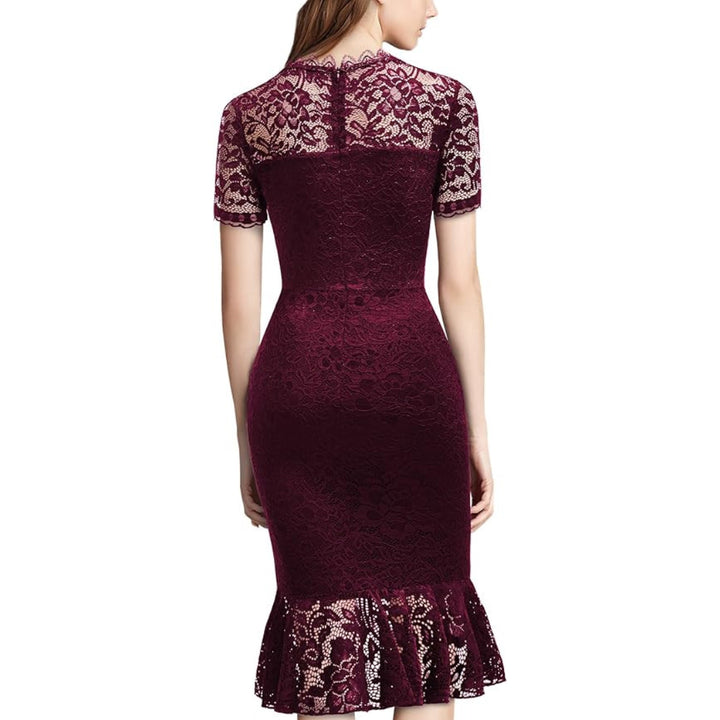 Women's Formal Floral Lace Wedding Guest Cocktail Party Work Bodycon Dress - OneBag