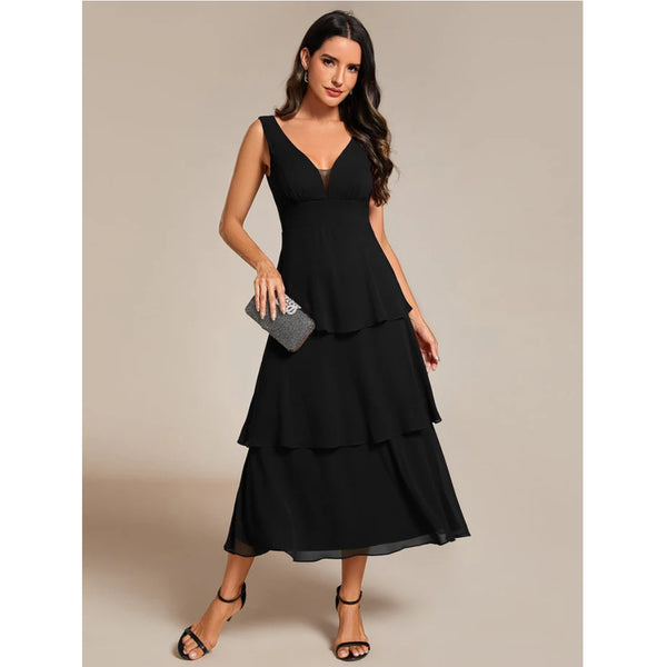 Sleeveless V-Neck Chiffon Dress